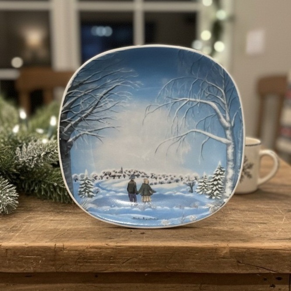 Arabia of Finland Winter Scene Plate, Vintage Anita Rantanen Siewers Design